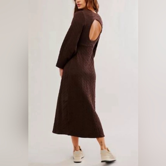 NWOT Free People Gabby Midi Sweater Seamless Dress in Brown 🤎 Size M/L $198 - Picture 3 of 7